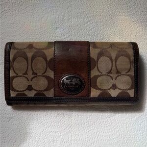 Coach Signature Brown and Tan Wallet